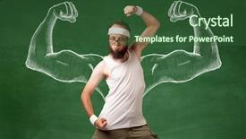  Presentation with human anatomy male muscles - PPT theme with look like with big muscle background and a  colored foreground