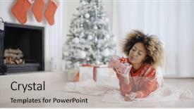  Presentation with christmas girl - PPT theme enhanced with look of anticipation and longing background and a  colored foreground