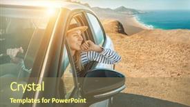  Presentation with health and happiness - Slide deck featuring look on beautiful ocean coastline background and a coral colored foreground