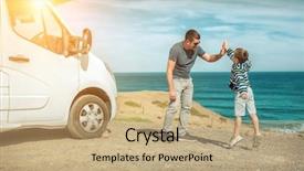  Presentation with togetherness - PPT theme having look on the beautifull ocean background and a coral colored foreground