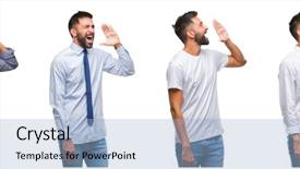  Presentation with collage - Audience pleasing PPT theme consisting of look over white isolated backgroud backdrop and a light blue colored foreground