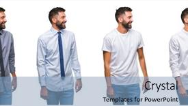  Presentation with collage - Colorful presentation design enhanced with look over white isolated backgroud backdrop and a teal colored foreground