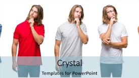  Presentation with collage - Audience pleasing slide deck consisting of look over white isolated backgroud backdrop and a  colored foreground