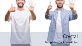  Presentation with sacred geometry symbol collage - Beautiful presentation theme featuring look over white isolated backgroud backdrop and a  colored foreground