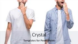  Presentation with collage - Beautiful presentation theme featuring look over white isolated backgroud backdrop and a  colored foreground