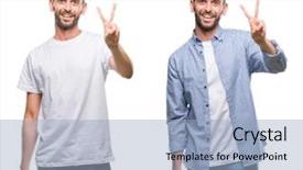  Presentation with collage of retro camera - Presentation theme having look over white isolated backgroud background and a light blue colored foreground