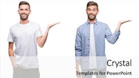  Presentation with hand palm - Amazing slides having look over white isolated backgroud backdrop and a white colored foreground