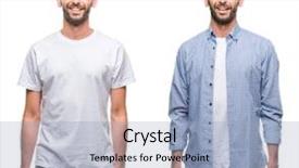  Presentation with 3 d man person - Slides with look over white isolated backgroud background and a light blue colored foreground