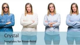  Presentation with collage - Audience pleasing slide deck consisting of look over white isolated backgroud backdrop and a  colored foreground