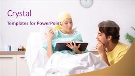  Presentation with husband and wife 3 d - Colorful theme enhanced with looking after wife in hospital backdrop and a sky blue colored foreground