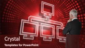  Presentation with computer vision and image processing - Slide set consisting of looking against red pixel spiral background and a tawny brown colored foreground