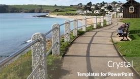  Presentation with filtered sunlight path - Slides having gyllyngvase beach falmouth cornwall background and a gray colored foreground