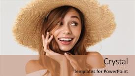  Presentation with elegant - Slides with looking aside with cute smile background and a  colored foreground