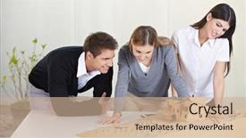  Presentation with architects - Audience pleasing presentation design consisting of three architects in office looking backdrop and a coral colored foreground