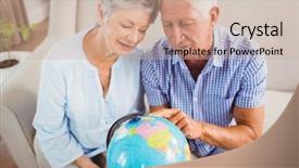  Presentation with senior living - Colorful slide deck enhanced with looking at a globe backdrop and a soft green colored foreground