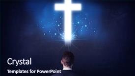  Presentation with glowing cross - Slide deck enhanced with looking at a glowing cross background and a navy blue colored foreground