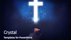  Presentation with glowing cross - Beautiful presentation theme featuring looking at a glowing cross backdrop and a navy blue colored foreground