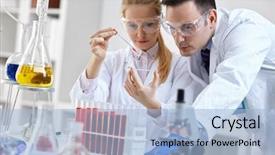  Presentation with student attandance system - PPT theme consisting of looking at a microscope slide background and a light blue colored foreground