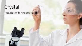  Presentation with microscope - Colorful PPT theme enhanced with looking at a microscope slide backdrop and a white colored foreground