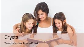  Presentation with photo album - Amazing slide set having looking at a photo album backdrop and a coral colored foreground