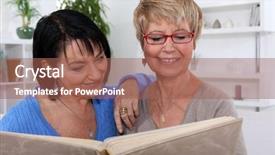  Presentation with vacation album - Theme with looking at a photo album background and a  colored foreground