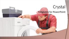  Presentation with plumber - Amazing presentation design having looking at a washing machine backdrop and a  colored foreground