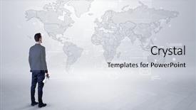  Presentation with target - Audience pleasing slides consisting of looking at a worldwide map backdrop and a light gray colored foreground