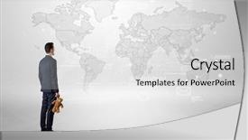  Presentation with reflection looking back to go forward - PPT theme having looking at a worldwide map background and a light gray colored foreground