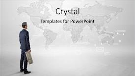  Presentation with reflection looking back to go forward - Slides enhanced with looking at a worldwide map background and a white colored foreground