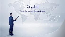  Presentation with map - Presentation design having looking at a worldwide map background and a  colored foreground