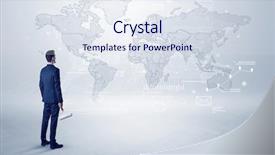  Presentation with map - Presentation featuring looking at a worldwide background and a sky blue colored foreground