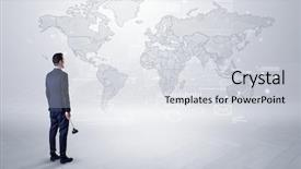  Presentation with map - Presentation design featuring looking at a worldwide background and a light gray colored foreground