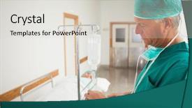  Presentation with healthcare workers - Colorful presentation theme enhanced with looking at an intravenous drip backdrop and a light gray colored foreground