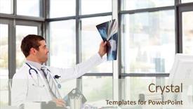  Presentation with gamma ray particle accelerator - PPT theme consisting of looking at an x-ray background and a sky blue colored foreground