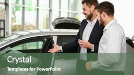  Presentation with dealership - Slides with looking at automobile in dealership background and a ocean colored foreground