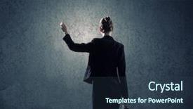  Presentation with rear view mirror - Audience pleasing presentation theme consisting of women leadership barriers - rear view of businesswoman looking backdrop and a ocean colored foreground