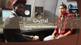  Presentation with recording studio - Audience pleasing presentation theme consisting of looking at camera in studio backdrop and a violet colored foreground