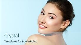  Presentation with beauty beautiful autumn in japanese - Colorful theme enhanced with looking at camera over blue backdrop and a cool aqua colored foreground