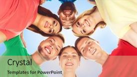  Presentation with racial group high school students - PPT theme consisting of looking at camera over blue background and a  colored foreground