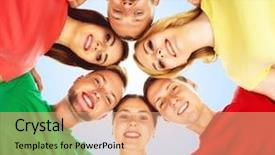  Presentation with racial group high school students - Beautiful PPT theme featuring looking at camera over blue backdrop and a  colored foreground