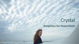  Presentation with curly hair - Slide set enhanced with looking at camera while standing background and a sky blue colored foreground