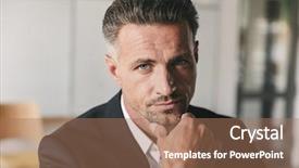  Presentation with office room - Colorful theme enhanced with job placement - portrait closeup of handsome businessman backdrop and a coral colored foreground