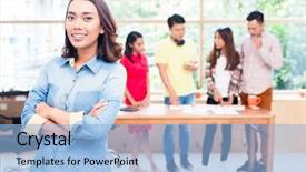  Presentation with confidence - Slide deck featuring looking at camera with self background and a light blue colored foreground