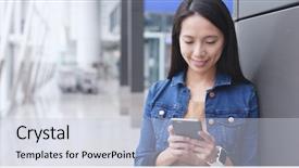  Presentation with hong kong airport - PPT layouts consisting of looking at cellphone for time background and a  colored foreground