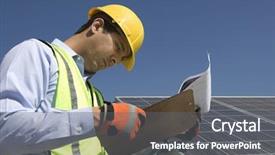  Presentation with solar panels - Presentation design consisting of looking at clipboard near solar background and a gray colored foreground