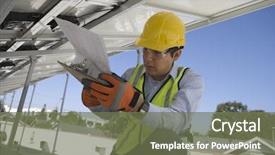  Presentation with maintenance - Slide set enhanced with looking at clipboard under solar background and a tawny brown colored foreground