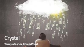  Presentation with cloud - PPT theme featuring looking at cloud with falling background and a gray colored foreground