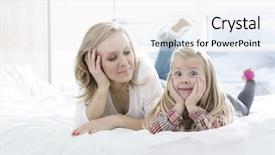 Presentation with human face set of faces - Cool new presentation with looking at cute daughter making backdrop and a white colored foreground