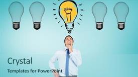  Presentation with digital earth abstract blue - Amazing presentation design having looking at glowing electric bulb backdrop and a light blue colored foreground