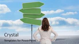  Presentation with road signs - Beautiful presentation design featuring looking at green road signs backdrop and a light blue colored foreground